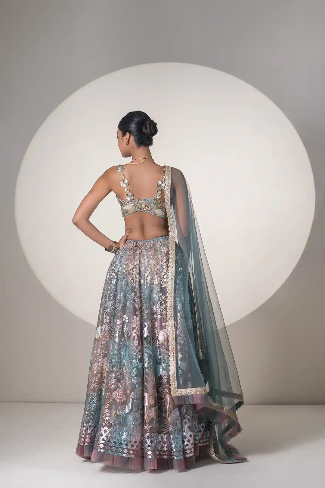 Ombre Shades Swan Foil Lehanga