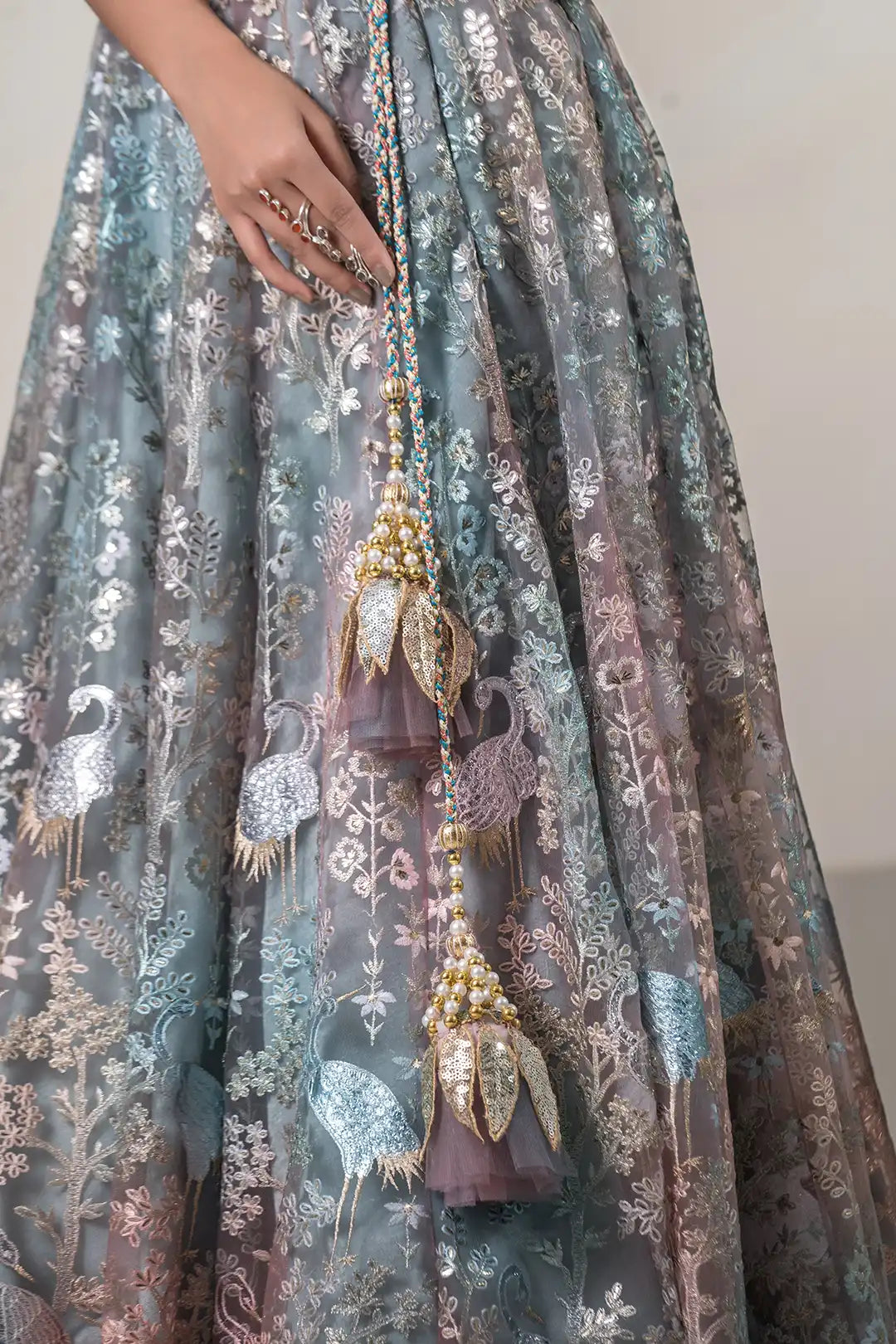 Ombre Shades Swan Foil Lehanga