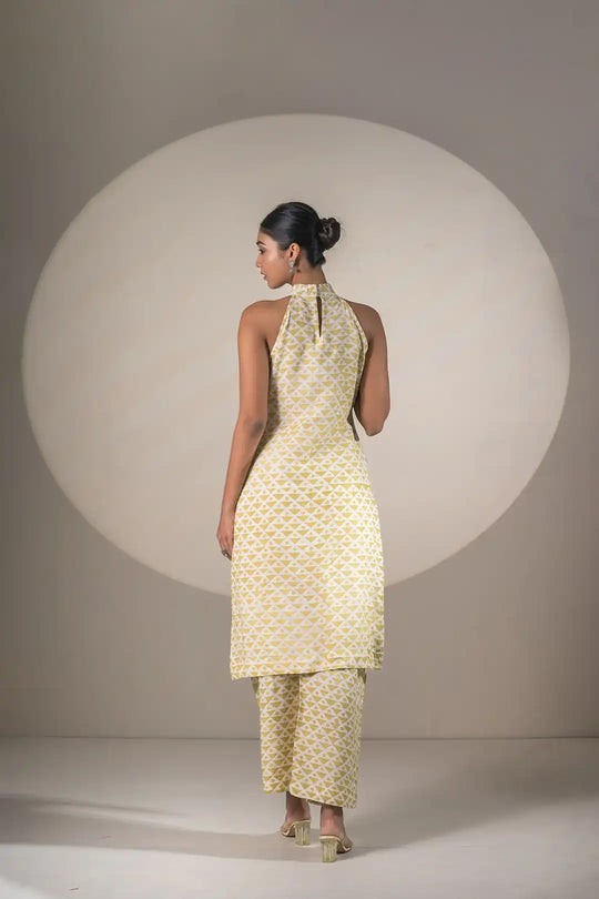 Yellow Coord Set with Bell Bottom Style Pants