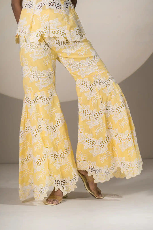 Yellow Coord Set with Bell Bottom Style Pants