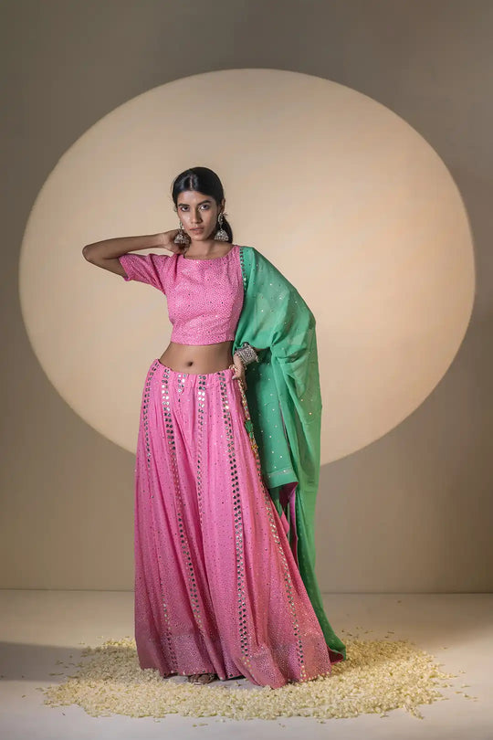 Designer pastels shades choli with kaalidar plazo