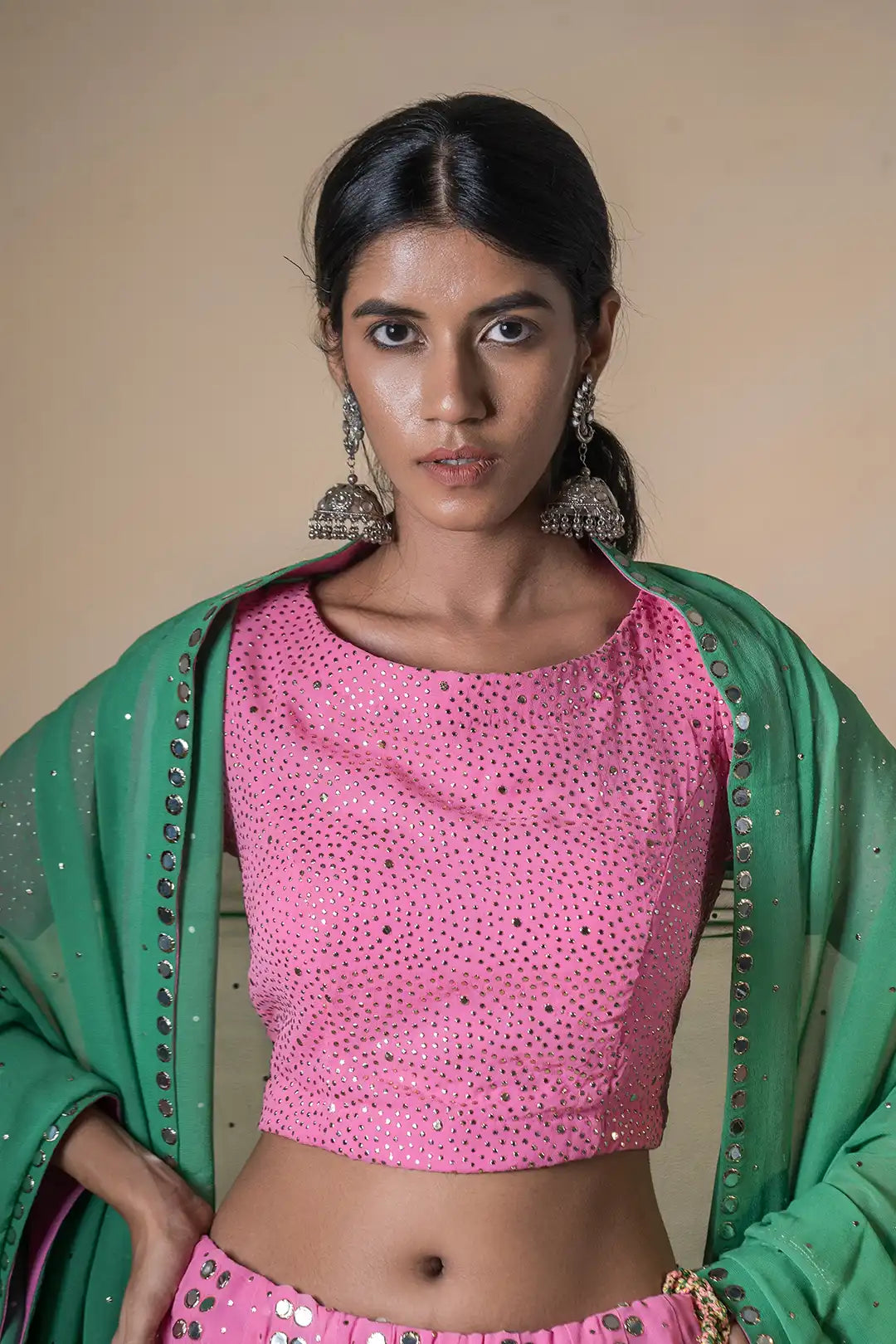 Designer pastels shades choli with kaalidar plazo