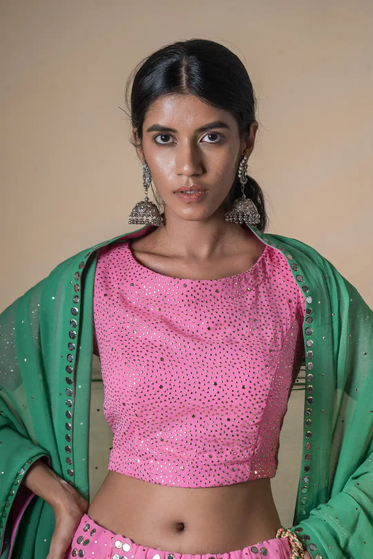 Designer pastels shades choli with kaalidar plazo