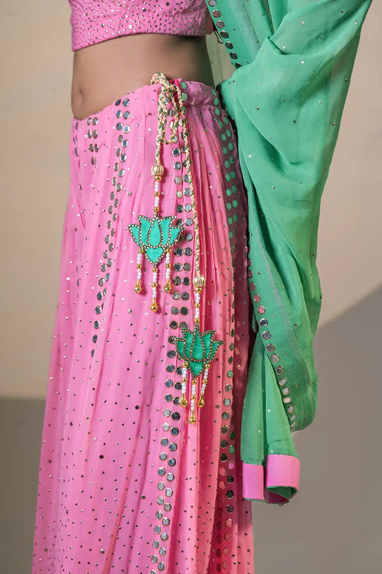 Designer pastels shades choli with kaalidar plazo