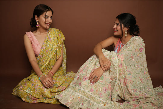 Designer Ruffle Draped Saree