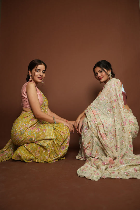 Designer Ruffle Draped Saree