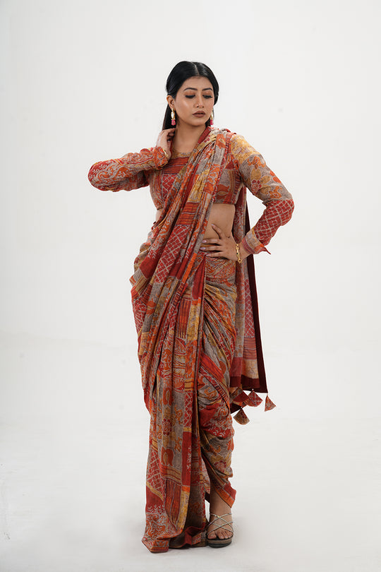 Pure Muslin Digital Printed Dhoti Style Saree