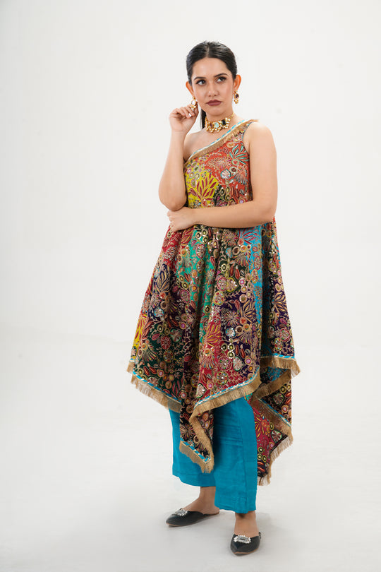 3-Piece Multicolor Pure Silk Kaftan Set