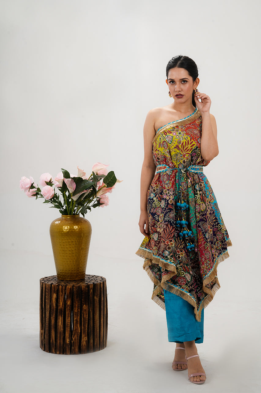 3-Piece Multicolor Pure Silk Kaftan Set