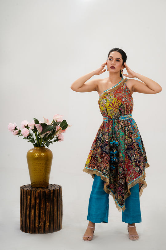 3-Piece Multicolor Pure Silk Kaftan Set