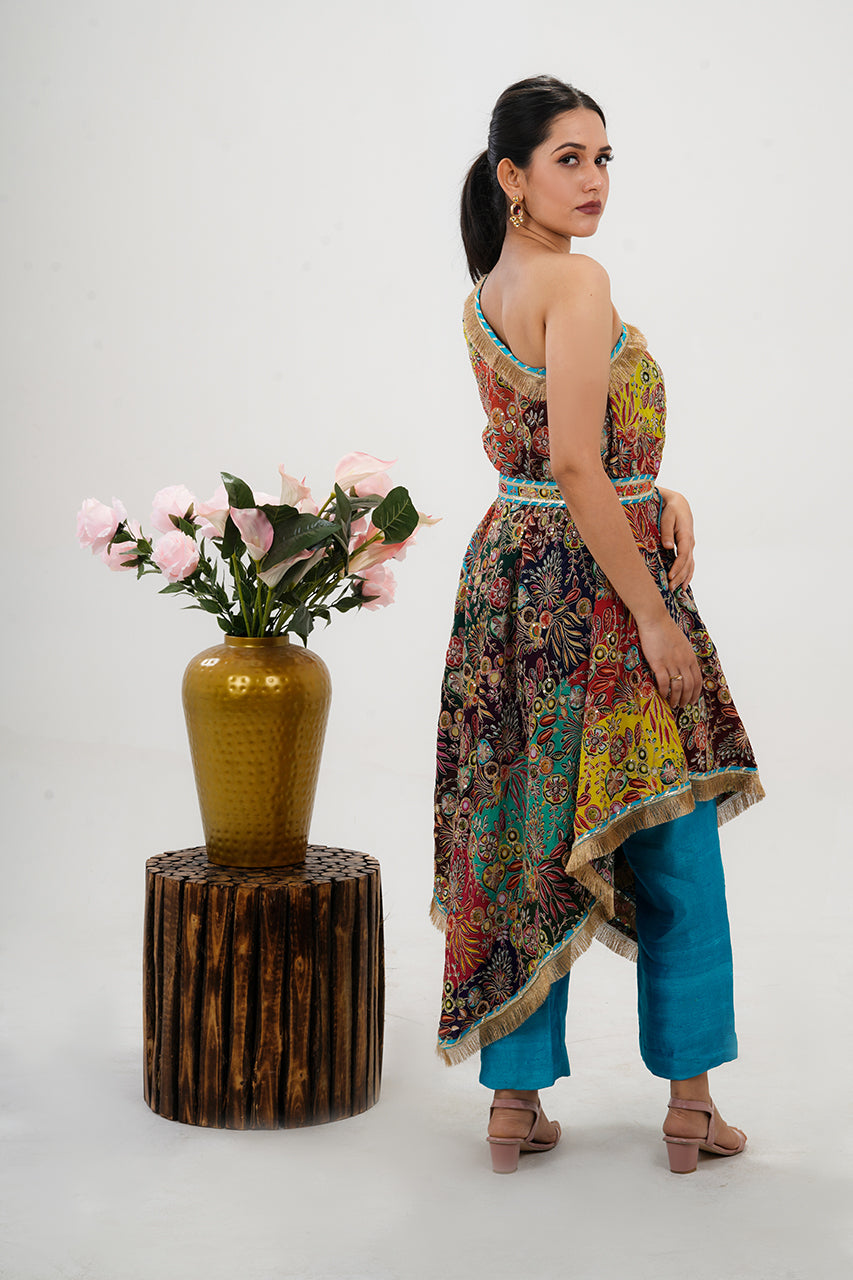 3-Piece Multicolor Pure Silk Kaftan Set