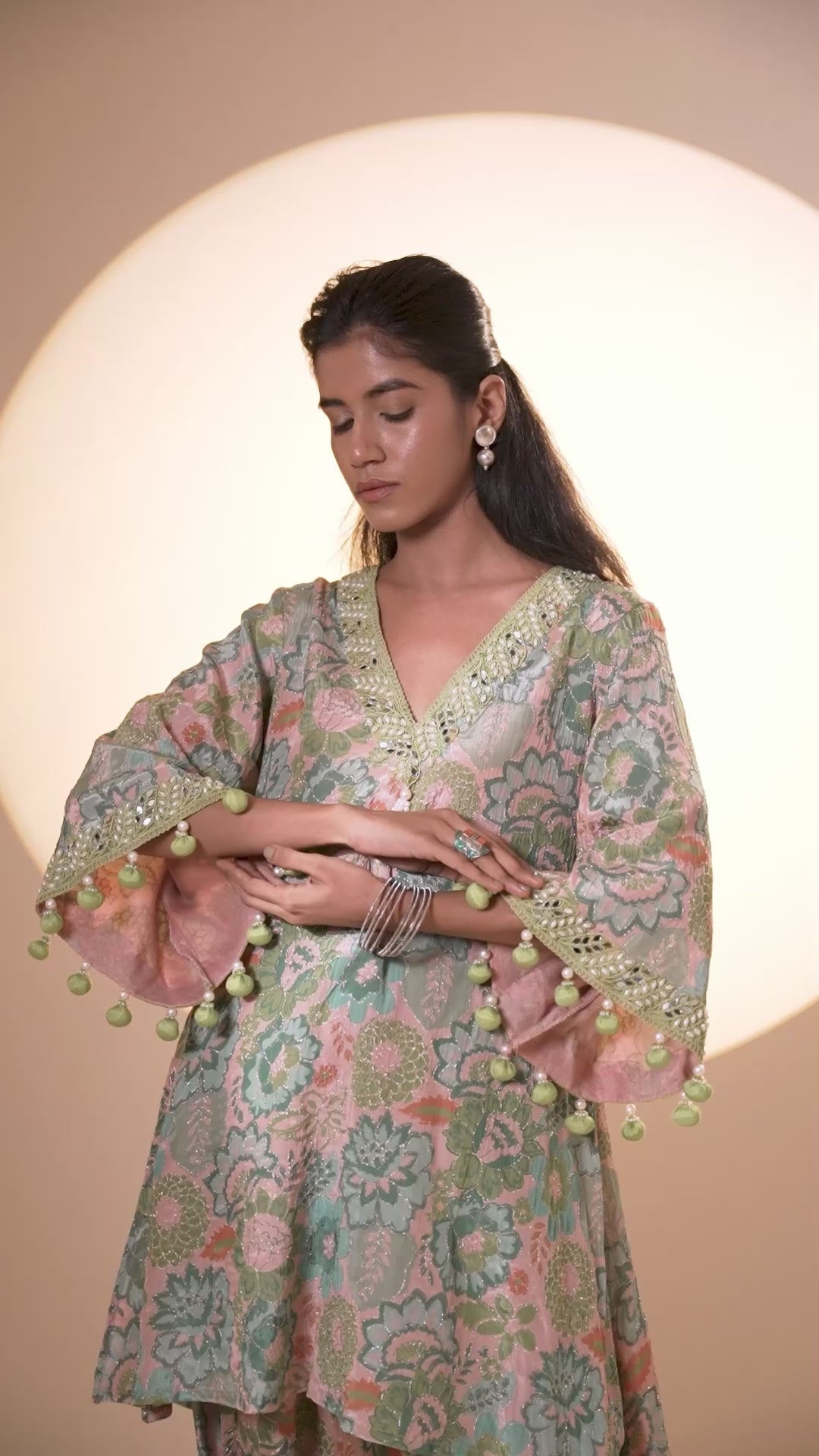 Green Viscous Crepe Coord Set